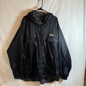 Vintage Kangol Hooded Jacket XXL Black Fleece Lined Full Zip Striped